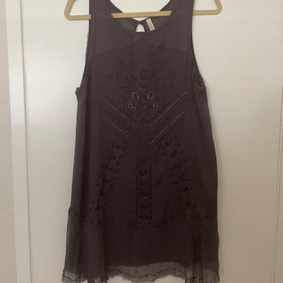 Free People Dresses & Skirts - Free People Dark Purple Embroidered Mini Dress